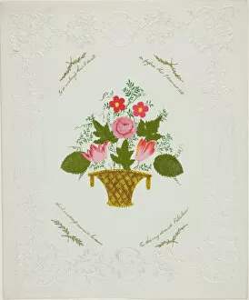 Flower Arrangement Gallery: Is it Weakness thus to Dwell (valentine), c. 1840. Creator: George Kershaw