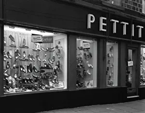 Brand Prints: Wearra shoes, shop window display, Mexborough, South Yorkshire, 1960