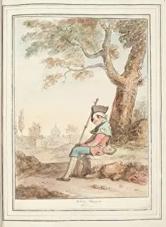 Wayside Prints: Weary Pilgrim of Rome, leaf from A Collection of Dresses by David Allan Mostly from Nature