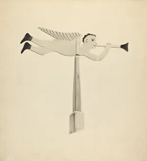 Herald Prints: Weather Vane - Angel Gabriel, c. 1938. Creator: Howard Weld