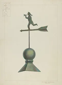 Firemans Helmet Prints: Weather Vane, c. 1937. Creator: Edward L Loper