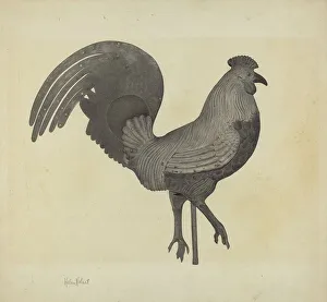 Weather Vane Prints: Weather Vane - Cock, c. 1938. Creator: Helen Hobart