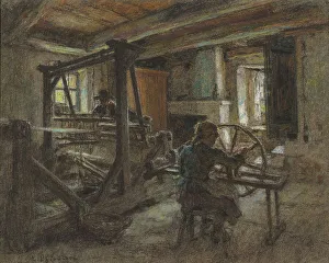 Lhermitte Leon Augustin Prints: The Weaver's Cottage, c. 1903. Creator: Leon-Augustin Lhermitte