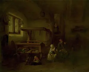 Step Prints: Weaver's Family, 1654. Creator: Cornelis Bega