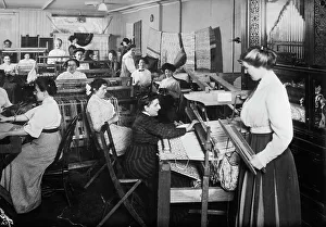 Textiles Worker Prints: Weavers at work, between c1910 and c1915. Creator: Bain News Service