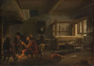 Cottage Industry Prints: A Weaver's Workshop, 1652. Creator: Johannes Dircksz. van Oudenrogge