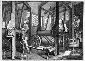 Spitalfields Gallery: Weaving at Spitalfields, London, 1747 (1894)