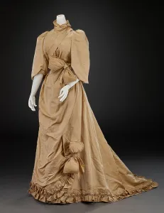 Bridal Prints: Wedding Dress (Bodice, Skirt, Sash), 1892. Creator: Unknown