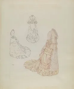Bustle Prints: Wedding Dress, c. 1937. Creator: Arelia Arbo