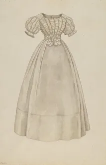 Puff Sleeves Prints: Wedding Dress, c. 1938. Creator: Catherine Fowler