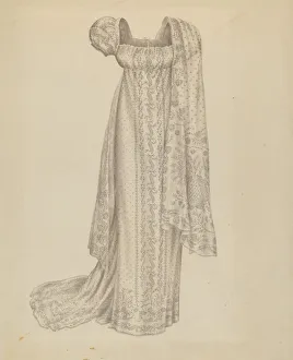 Hofmann Melita Prints: Wedding Dress with Scarf, c. 1939. Creator: Melita Hofmann