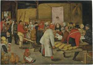Bride And Groom Collection: The Wedding Feast. Artist: Brueghel, Pieter, the Younger (1564-1638)