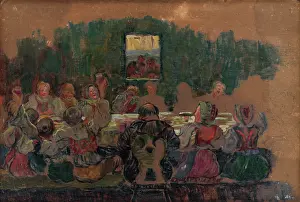 Gathering Prints: Wedding Feast - Study for the Painting, 1929. Creator: Gustav Mally