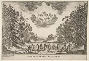 The Wedding of the Gods: Second Scene, Diana, 1637. Creator: Stefano della Bella