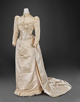 Garment Prints: Wedding Gown (Bodice, Skirt, Train), 1890. Creator: Louis Valentin