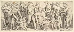 Raffaello Sanzio Da Urbino Gallery: The wedding of Jason and Creusa, at left Medea takes her children, 1530-60