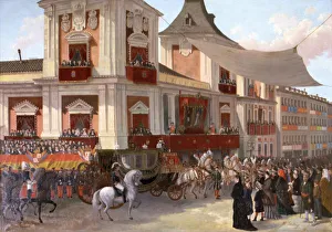 Float Prints: Wedding Maria de las Mercedes, the royal carriage in the city of Madrid, Alfonso XII