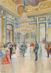 The wedding of prince Ludwig Ferdinand of Bavaria to Infanta Maria de la Paz of Spain on 2 April 188 Artist: Comba y Garcia, Juan (1852-1924)