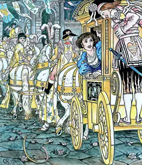 Crane Prints: The Wedding Procession - Illustration for The Frog Prince