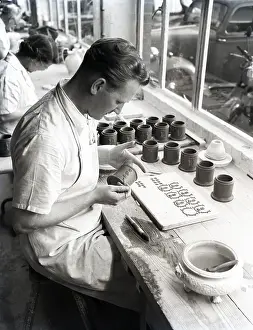 Patriotism Prints: Wedgwood pottery production, Staffordshire, c1953. Creator: Arthur Charles Kirby Ware