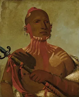 Wee-sheet, Sturgeons Head, a Fox Warrior, 1832. Creator: George Catlin