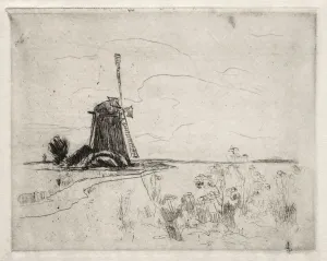 Mill and Weeds, Holland. Creator: John Henry Twachtman (American, 1853-1902)