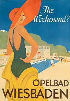Wiesbaden Prints: Your weekend? Opelbad Wiesbaden, 1934. Creator: Kohler, Georg Johann (1890-1944)