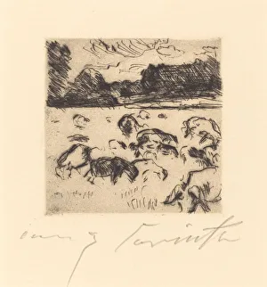 Weidende Schafe (Grazing Sheep), 1916. Creator: Lovis Corinth Weidende Schafe (Grazing Sheep), 1916. Creator: Lovis Corinth