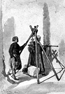 Weighing of the Blocks of Stone, Egypt, 1880. Artist: R Brandamour Weighing of the Blocks of Stone, Egypt, 1880. Artist: R Brandamour