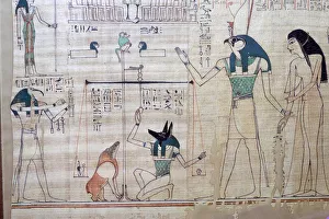 Anubis Collection: Weighing of the heart of the deceased against the feather of truth from the Egyptian Book of the Dea