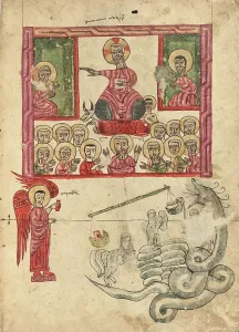 Weighing Prints: The Weighing of Souls; Gospel Book, 1583. Creator: Ghoukas