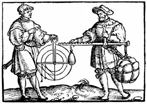 Weighing with a steelyard, 1547. Artist: Gaultherius Rivius