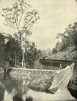 Reservoir Prints: The Weir and Fluming, Kirks Reservoir, 1901. Creator: Unknown