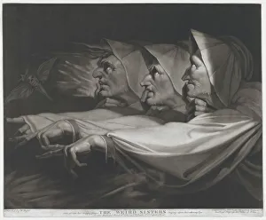 Mezzotint Prints: The Weird Sisters (Shakespeare)
