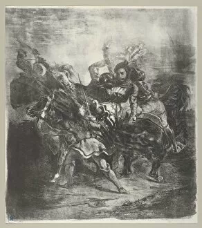 Goethe Collection: Weislingen attacked by Goetzs Men, 1836-43. 1836-43. Creator: Eugene Delacroix