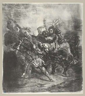 Jw Goethe Prints: Weislingen attacked by Goetzs Men, 1836-43. 1836-43. Creator: Eugene Delacroix