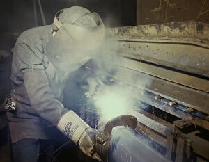 Combustion Engineering Corporation Gallery: Welder making boilers for a ship, Combustion Engineering Co. Chattanooga, Tenn. 1942