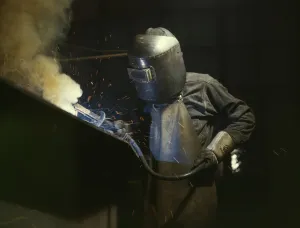 Welder making boilers for a ship, Combustion Engineering Co. Chattanooga, Tenn. 1942. Creator: Alfred T Palmer