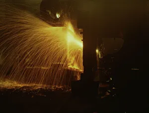 Railroad Shop Prints: A welder who works in the round-house at the Chicago and Northwestern Railroads Proviso yard