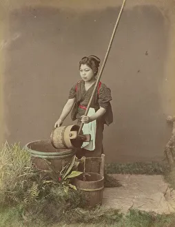 Domestic Chore Prints: A Well, 1870s-1890s. Creator: Kusakabe Kimbei