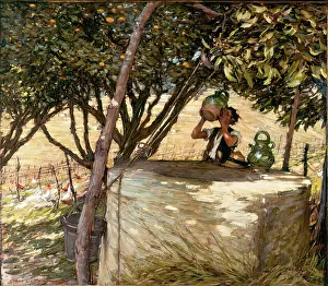 Chicken Prints: At The Well, c1880-1920. Creator: Henry Herbert la Thangue