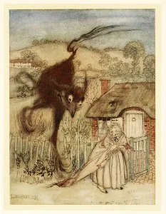 Arthur Rackham 1867 1939 Prints: Well! she chuckled, I am in luck!, from English Fairy Tales, pub. 1922 (colour lithograph)