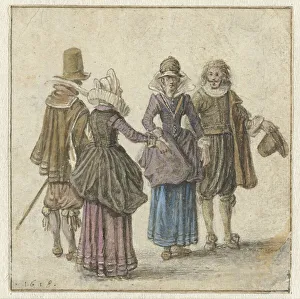 Ruffs Prints: Two Well-dressed Couples, 1618. Creator: Adriaen van de Venne