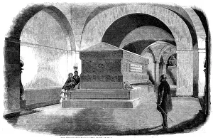 The Iron Duke Prints: The Wellington Tomb in the Crypt of St. Paul's Cathedral, 1858. Creator: Unknown