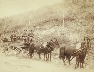 Gold Rush Prints: Wells Fargo Express Co Deadwood Treasure Wagon and Guards with $250