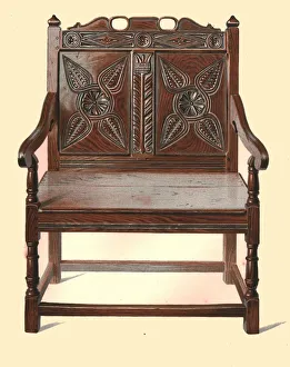 Welsh oak double chair, 1904. Artist: Shirley Slocombe