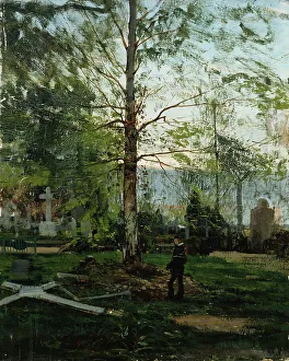 Gustaf Werner Holmberg Prints: Werner Holmberg's Graveside, 1882. Creator: Victor Westerholm