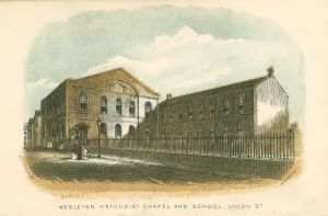 William Robertson Prints: Wesleyan Methodist chapel and school, Union Street, Rochdale, Manchester, 1876