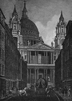 Isaac Pitman Prints: The West End of St. Pauls Cathedral from Ludgate Street (Ludgate Hill), 1907