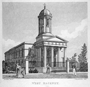 Cupola Prints: West Hackney Church on the east side of Stoke Newington Road, London, c1825